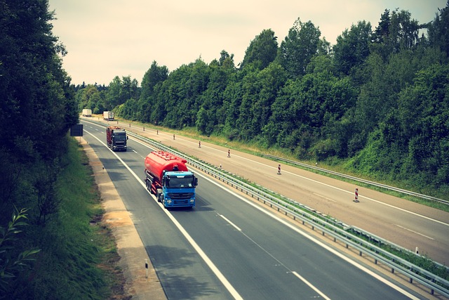 Samochód transportowy na autostradzie